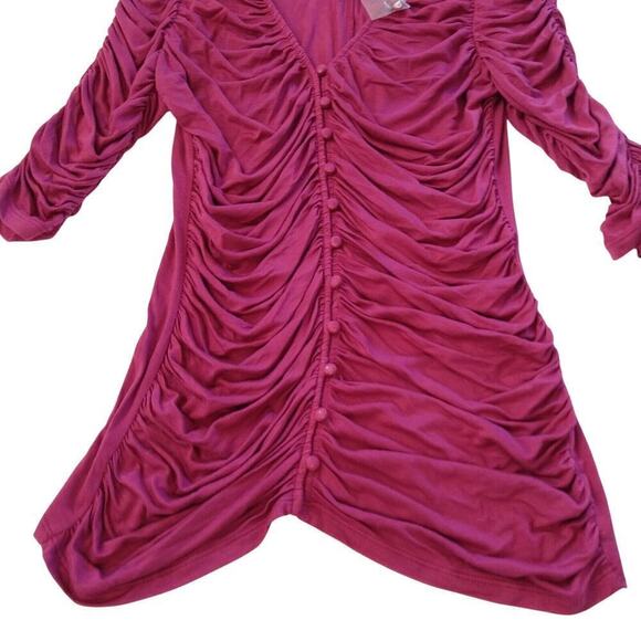 Sunday In Brooklyn Anthropologie Pink 3/4 Sleeve Top Size S NWT Button Front - Picture 4 of 7